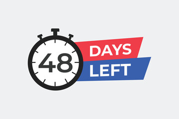 48 days to go countdown template. 48 day Countdown left days banner design. 48 Days left countdown timer
