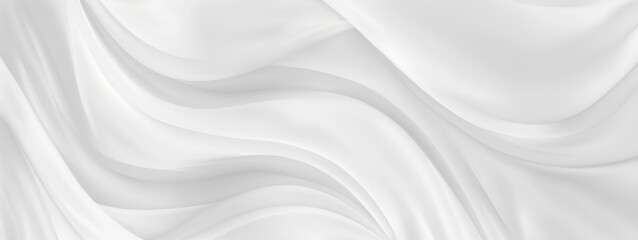 Closeup of rippled white silk fabric, texture white smooth lines background pale silk fabric soft shiny fiber - obrazy, fototapety, plakaty