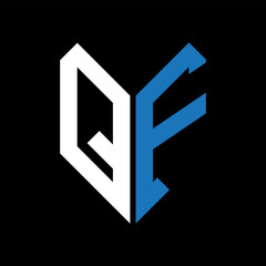 QF letter logo design on Black background. QF creative initials letter logo concept. QF letter design.
