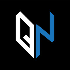QN letter logo design on Black background. QN creative initials letter logo concept. QN letter design.
