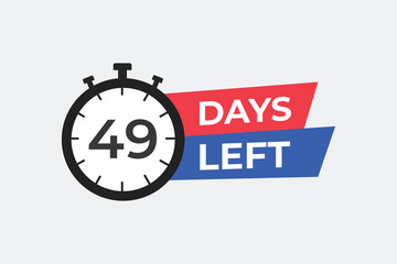 49 days to go countdown template. 49 day Countdown left days banner design. 49 Days left countdown timer
