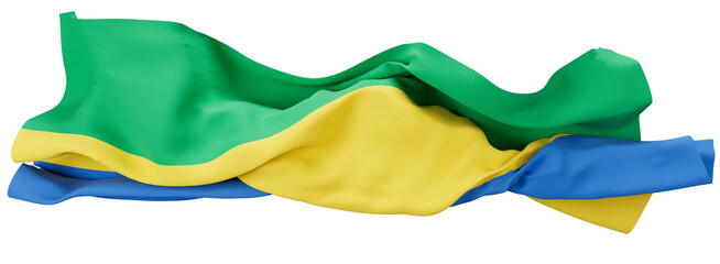 Vivid Gabonese Flag Ruffling in the Breeze with Lush Green and Blue Stripes