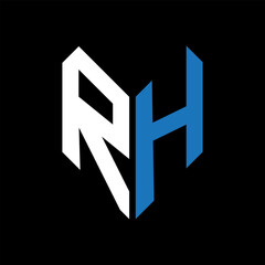 RH letter logo design on Black background. RH creative initials letter logo concept. RH letter design.
