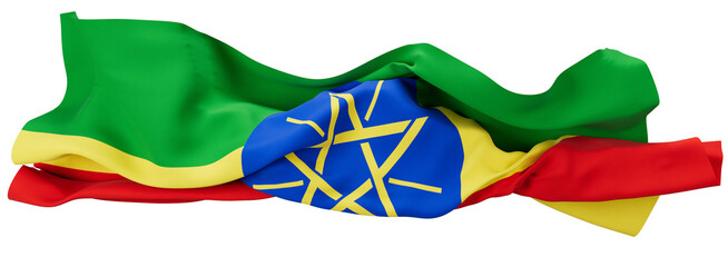 Lush Ethiopian Flag Waving Proudly with Emblematic Blue Disc and Star