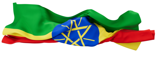 Lush Ethiopian Flag Waving Proudly with Emblematic Blue Disc and Star