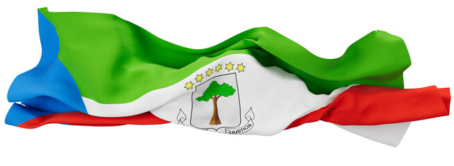 Lush Equatorial Guinea Flag Flowing with National Coat of Arms