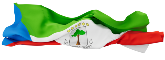 Lush Equatorial Guinea Flag Flowing with National Coat of Arms