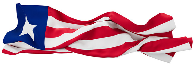 Flowing Waves of the Liberian Flag with Lone Star Symbol