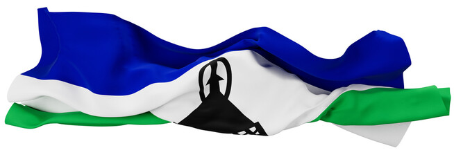 Dynamic Waving Flag of Lesotho with Emblem in Vivid Colors