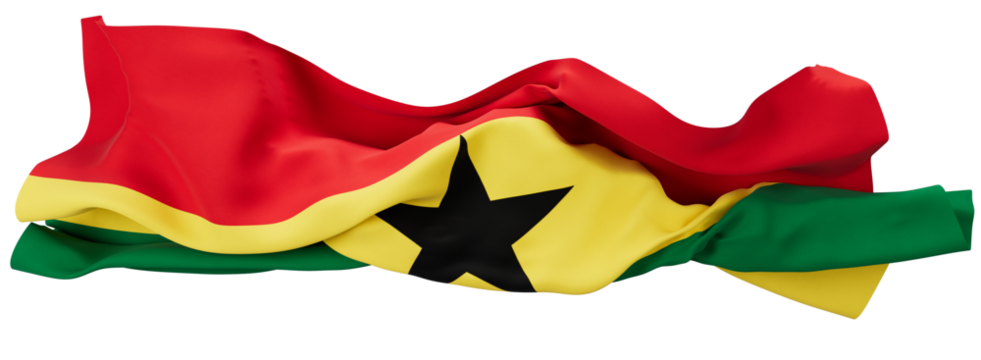Vibrant Ghanaian Flag Billowing with Pan-African Colors and Lone Black Star