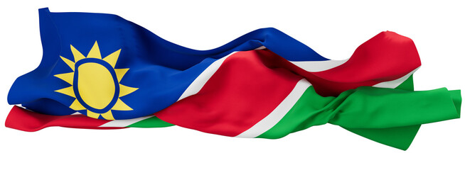 Graceful Flow of the Namibian Flag with Sun Symbolism