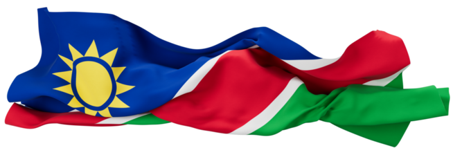 Graceful Flow of the Namibian Flag with Sun Symbolism