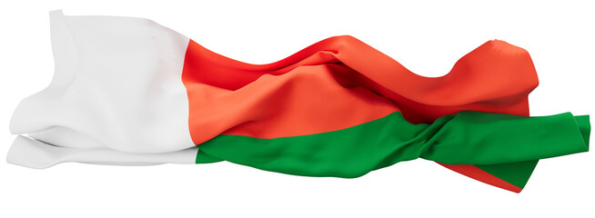 Vibrant Tri-Color Flag of Madagascar Billowing in the Breeze