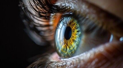 Fototapeta premium Close-up of human eye, black background