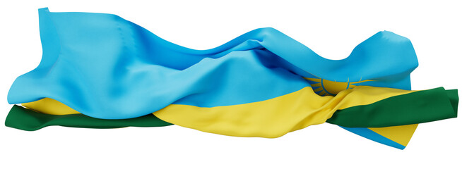 Elegant Flag of Rwanda Waving with Symbolic Sun and Stripes
