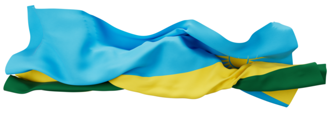 Elegant Flag of Rwanda Waving with Symbolic Sun and Stripes