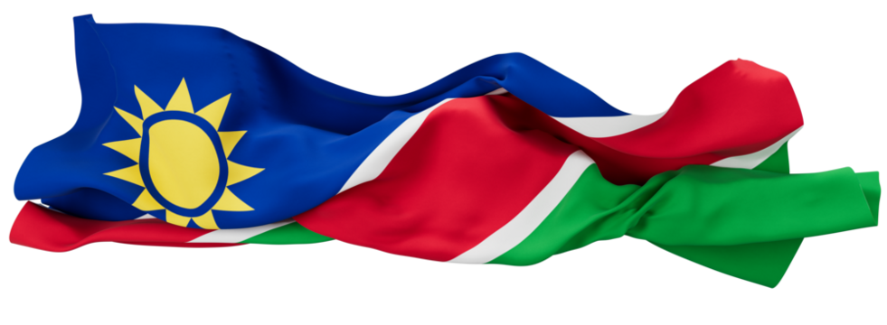 Graceful Flow of the Namibian Flag with Sun Symbolism
