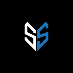 SS letter logo design on Black background. SS creative initials letter logo concept. SS letter design.
