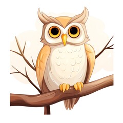 Owl clipart perched in a tree