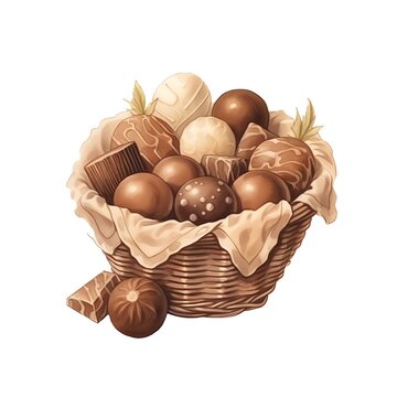chocolate truffles in wicker basket clip art preview