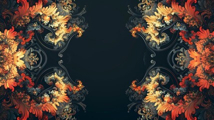 Fototapeta na wymiar A stunning vibrant fractal design with intricate patterns and fiery colors.