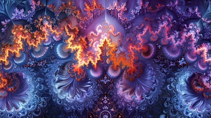 A stunning vibrant fractal design with intricate patterns and fiery colors.