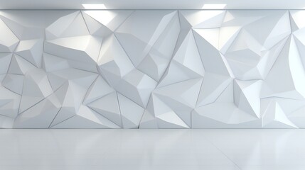 abstract white three-dimensional interior with polygonal wall design Illustrations .