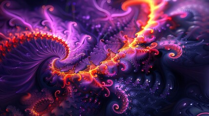 Obraz premium A stunning vibrant fractal design with intricate patterns and fiery colors.