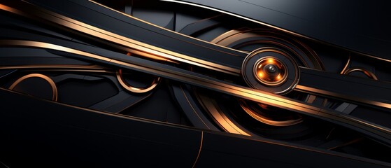 Dark-toned 3D luxury abstract, modern tech with a touch of elegance - obrazy, fototapety, plakaty