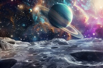 Planets and galaxy, science fiction wallpaper. Beauty of deep space.