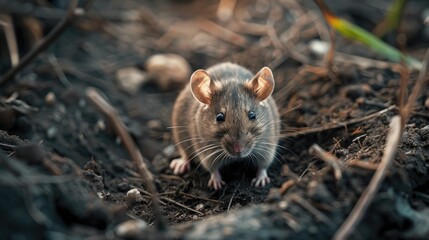 A tiny rodent passed away in a trench - obrazy, fototapety, plakaty