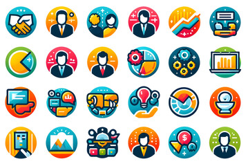Modern Business and Management Icons Set for Professional Presentations