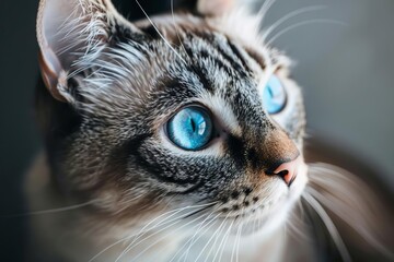 adorable american cat round sticker blue eyes high quality print