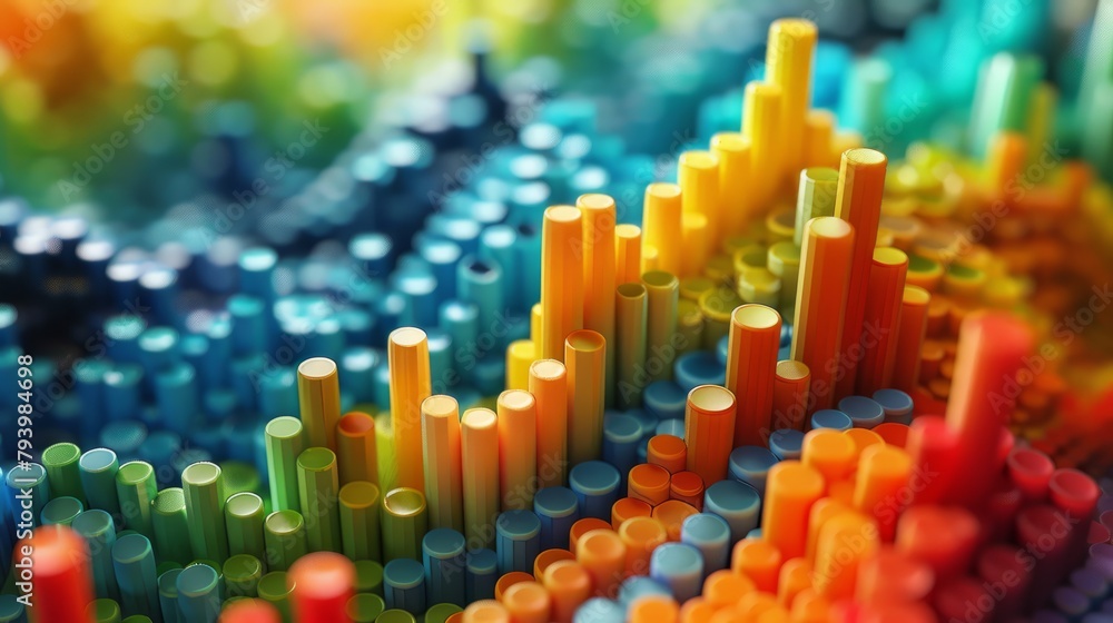 Poster 3d render of a colorful array of cylinders