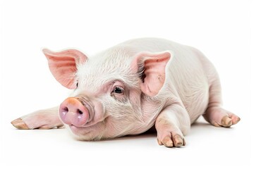 adorable pink piglet isolated on pure white background studio animal portrait photograph