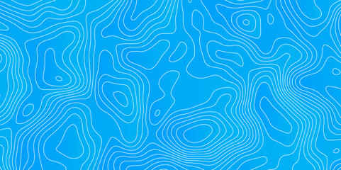 Topographic map background geographic line map with seamless ornament design. The white line on blue contours vector topography stylized height of the lines map.	 - obrazy, fototapety, plakaty