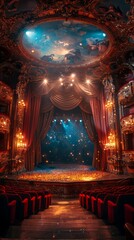 Obraz premium Opulent Theater Stage View from Behind