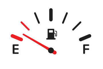 Empty tank. Fuel level indicator, diesel or gasoline level, car or motorcycle fuel gauge.