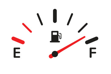 Full tank. Fuel level indicator, diesel or gasoline level, car or motorcycle fuel gauge.