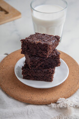 Brownies cut in square pieces chunky texture dessert sweet food