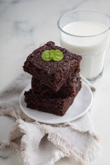 Brownies cut in square pieces chunky texture dessert sweet food