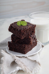 Brownies cut in square pieces chunky texture dessert sweet food