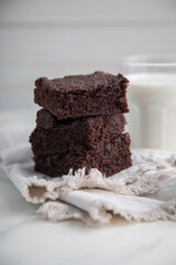 Brownies cut in square pieces chunky texture dessert sweet food