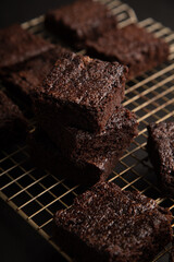 Brownies cut in square pieces chunky texture dessert sweet food