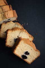 Blueberry pound cake cut in slices dessert sweet food