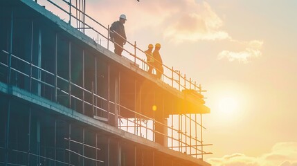 Engineers working on a building site, worker's day, labor day