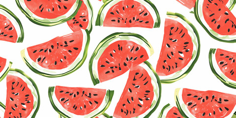 Immerse yourself in the refreshing allure of summer with this vibrant watermelon pattern background. Each slice of juicy watermelon exudes irresistible freshness, tempting you with its delicious sweet