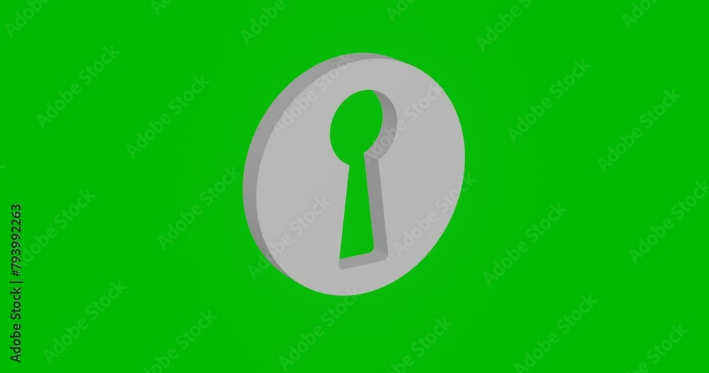 Poster animation of rotation of a white keyhole symbol with shadow. simple and complex rotation. seamless l