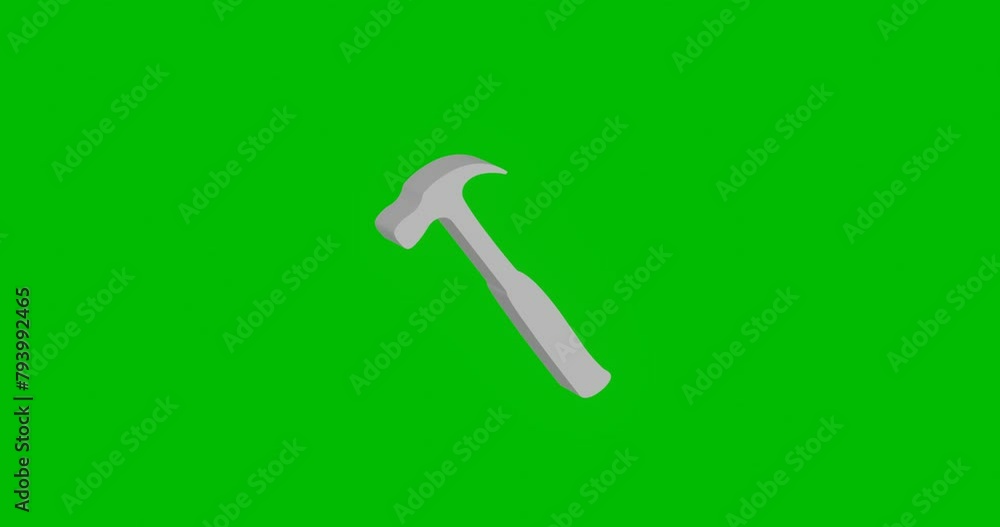 Poster animation of rotation of a white hammer symbol with shadow. simple and complex rotation. seamless lo