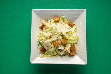 Cesar Salad with Romaine lettuce with parmesan cheese and Cesar dressing